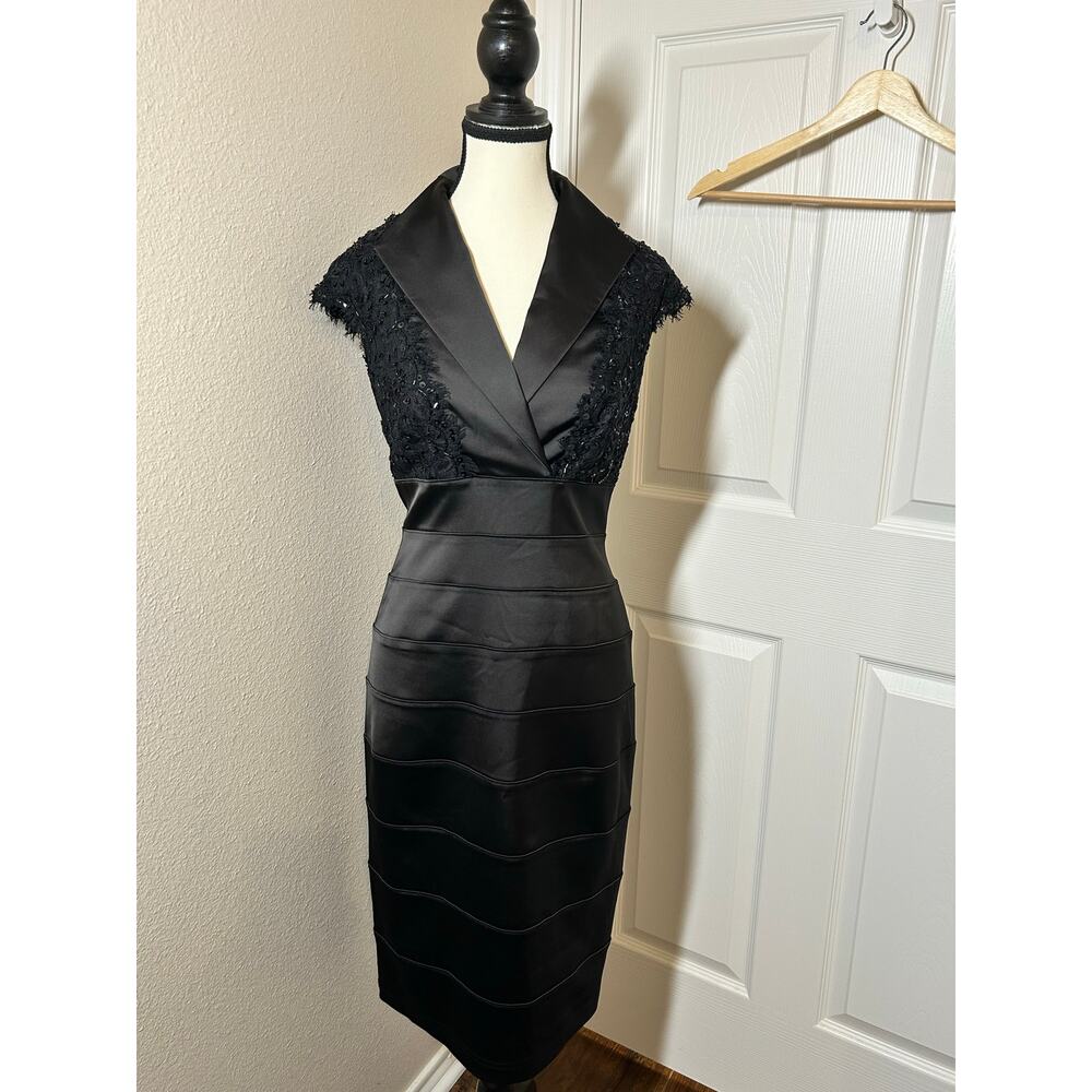 Tadashi Shoji Black Beaded Sheath Dress Size 4 - Picture 3 of 11